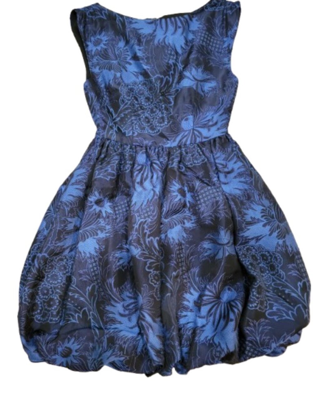Alice + Olivia Midnight Blue Embroidered Bubble Hem Dress
